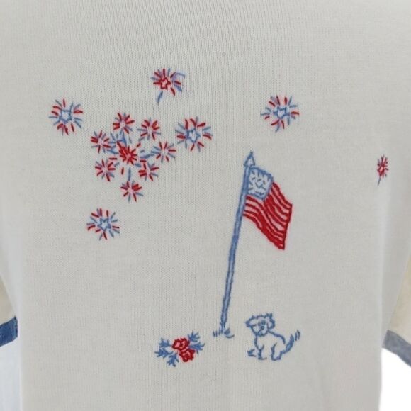 Embroidered red white & blue retro cardigan med - Picture 2 of 11